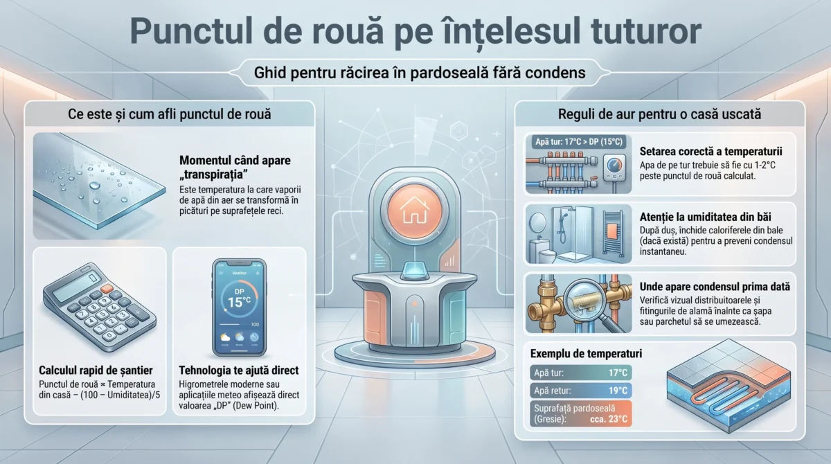 Calculator punct de roua – racire în pardoseala