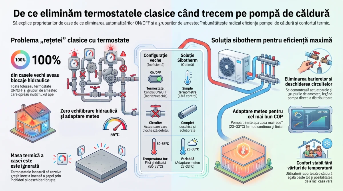 De ce eliminam termostatele ON-OFF la adaugarea pompei de caldura