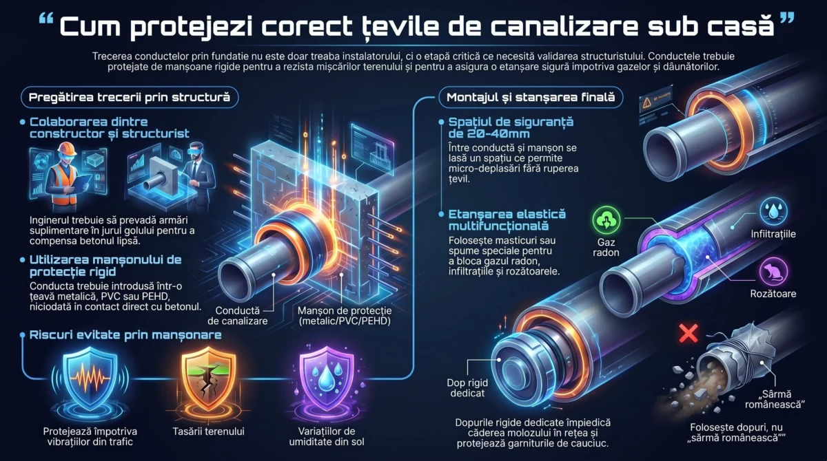 Protectia tevilor de canalizare sub casa