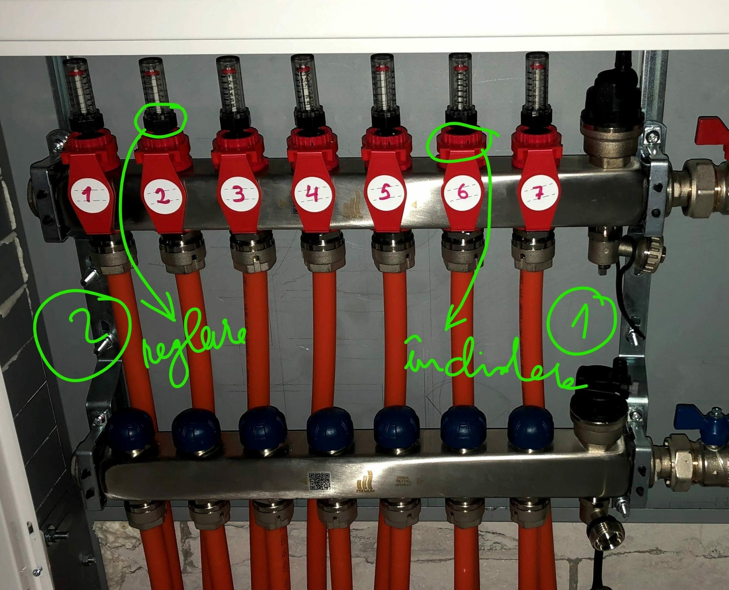 Aerisire incalzire in pardoseala - debitmetre inchidere + reglare