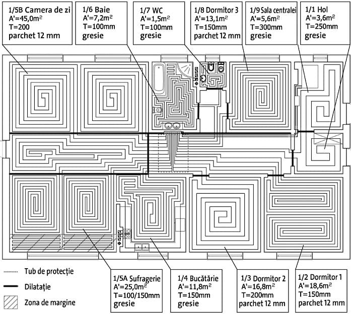 Calculator incalzire in pardoseala desen