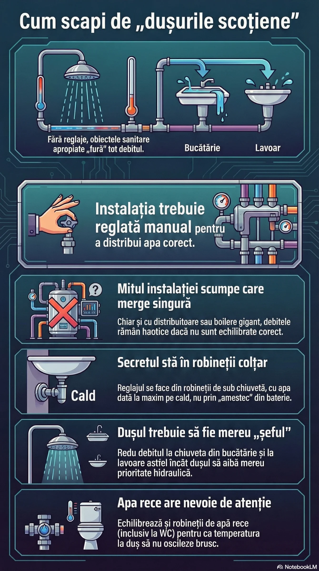 Echilibrare hidraulica apa rece si calda infografic