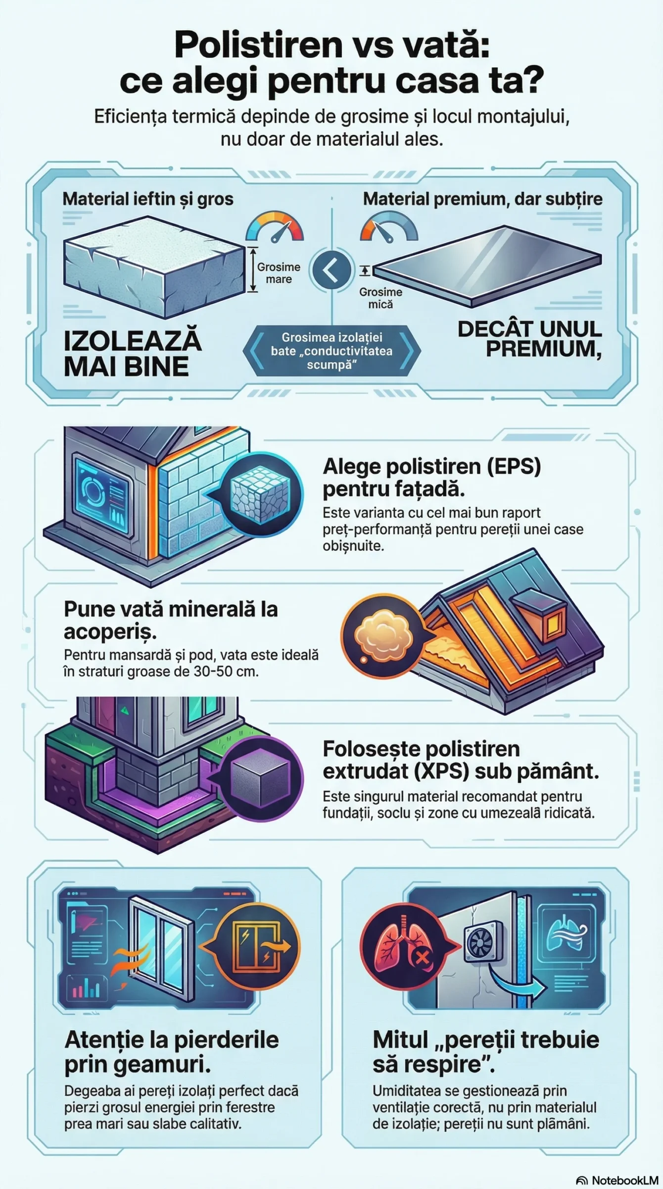 Izolatie termica polistiren vs vata minerala bazaltica