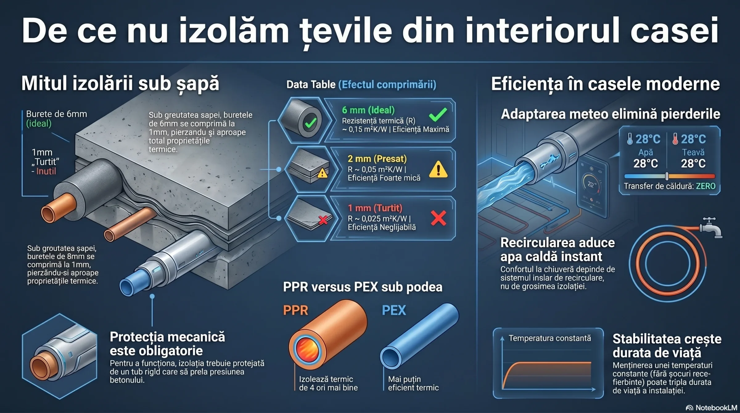 Izolatie termica tevi interioare - De ce nu izolam