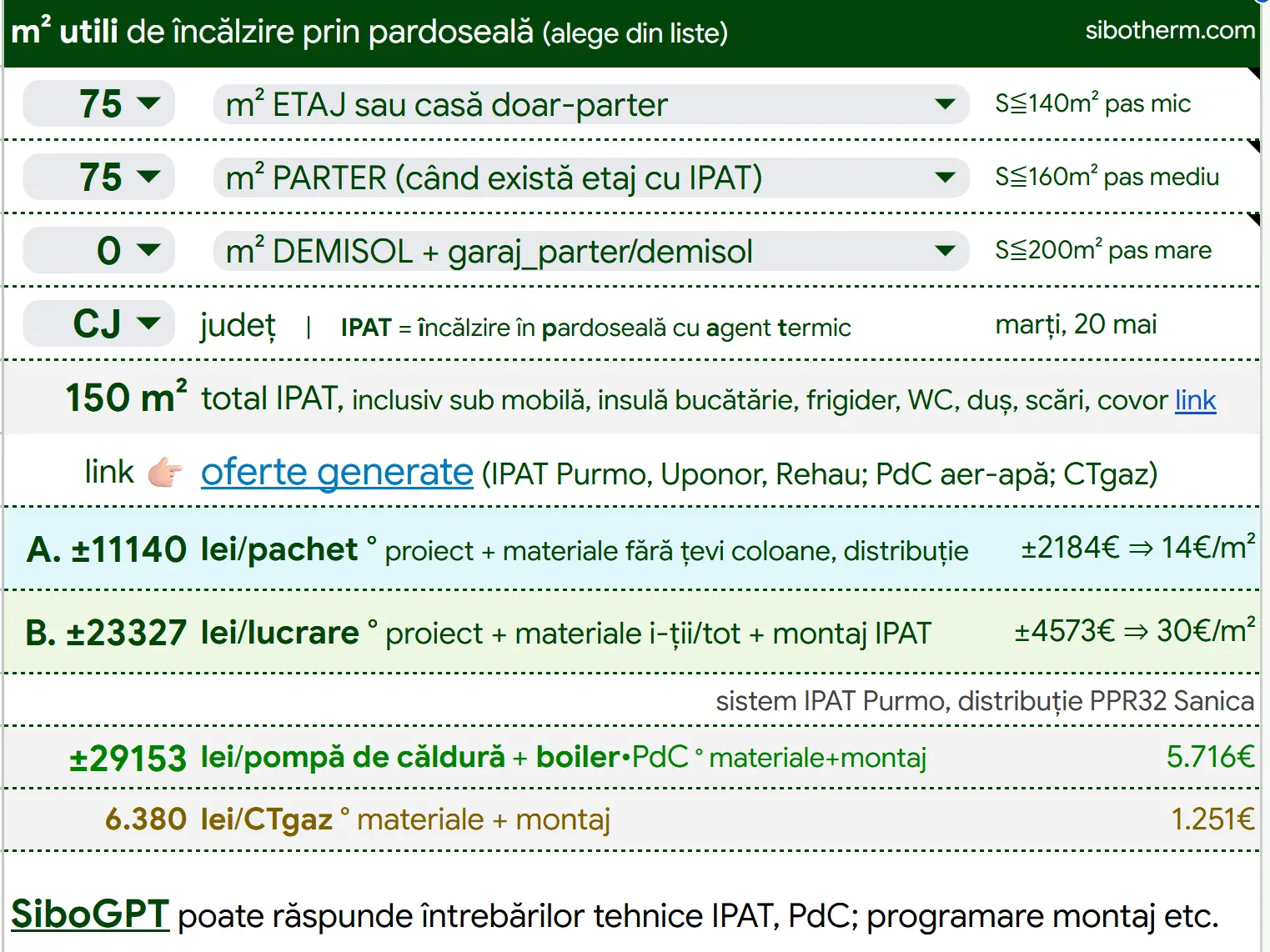 Oferta IPAT, PdC, CTgaz 20.05.2025