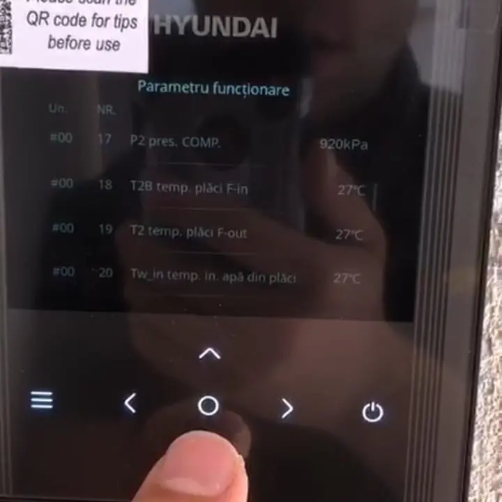 Parametrii de functionare 17-20 Hyundai R290