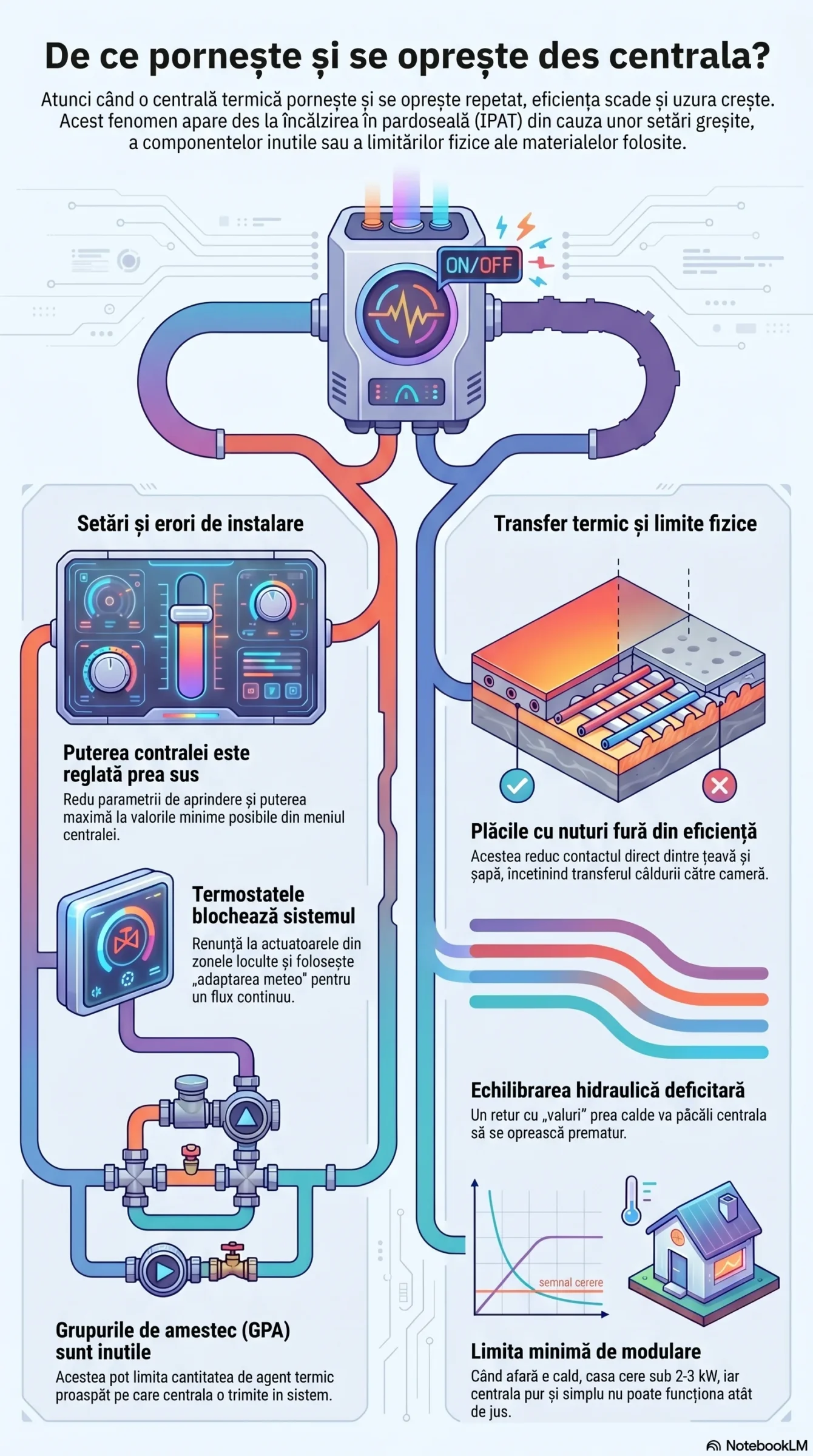Post circulaiie pompa solutii cicluri scurte pornit-oprit centrala