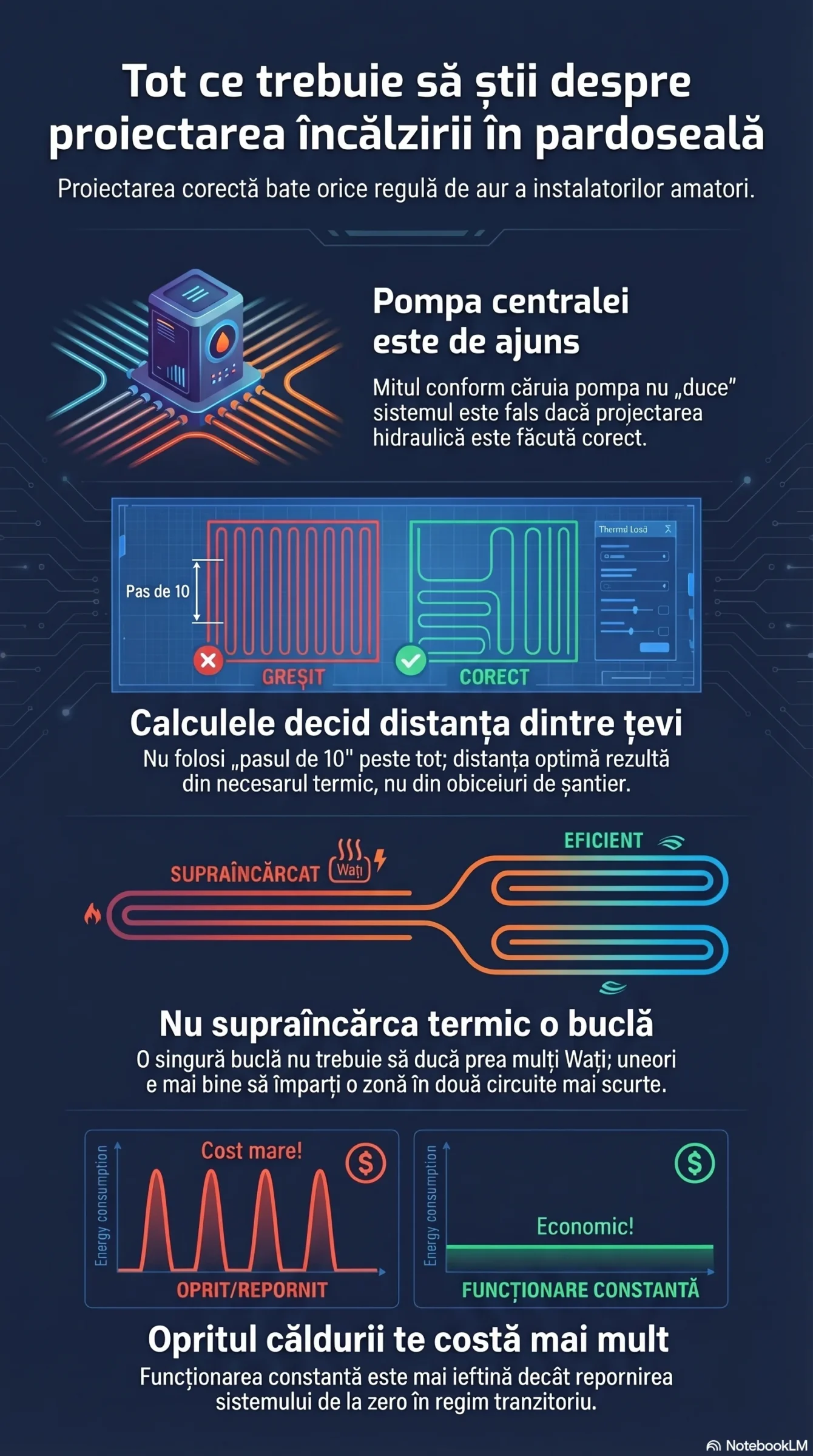 Proiect încalzire în pardoseala infografic