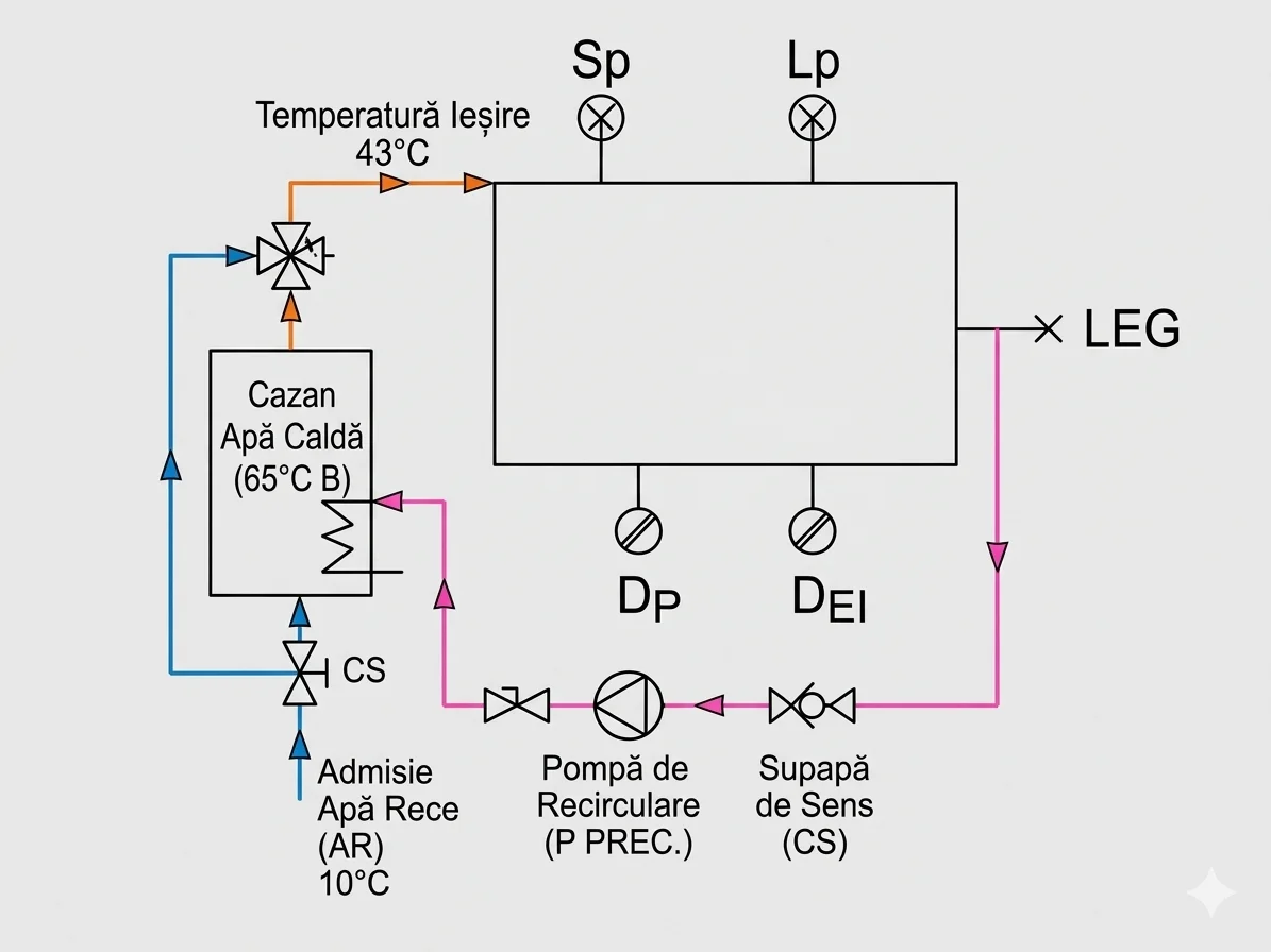 Recirculare apa calda inelara