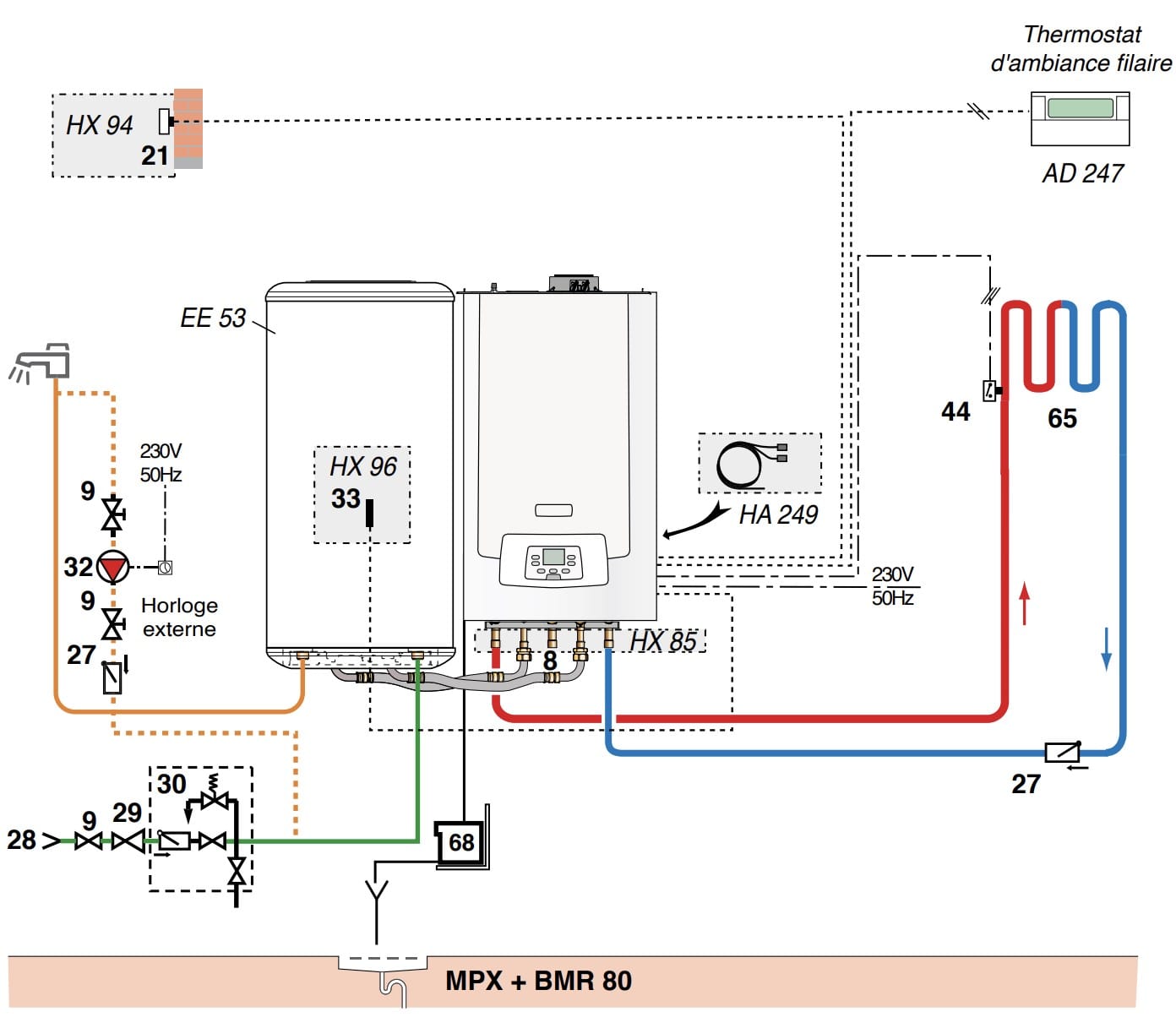 Schema hidraulica De Dietrich ip fara GPA si recirculare acm